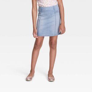 NWT Art Class Girls' Side Seam Denim Skirt Light Wash Blue - Large